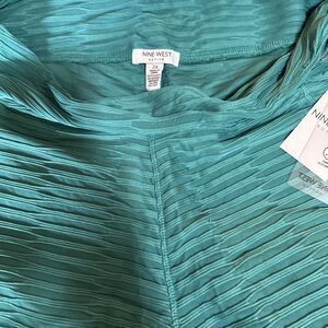 Nine West Women’s Active Leggings Teal 2X Texture/pleated Design